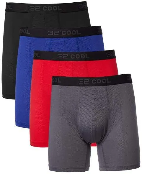 32 DEGREES Mens 4-Pack Active Mesh Quick Dry Performance Boxer Brief
