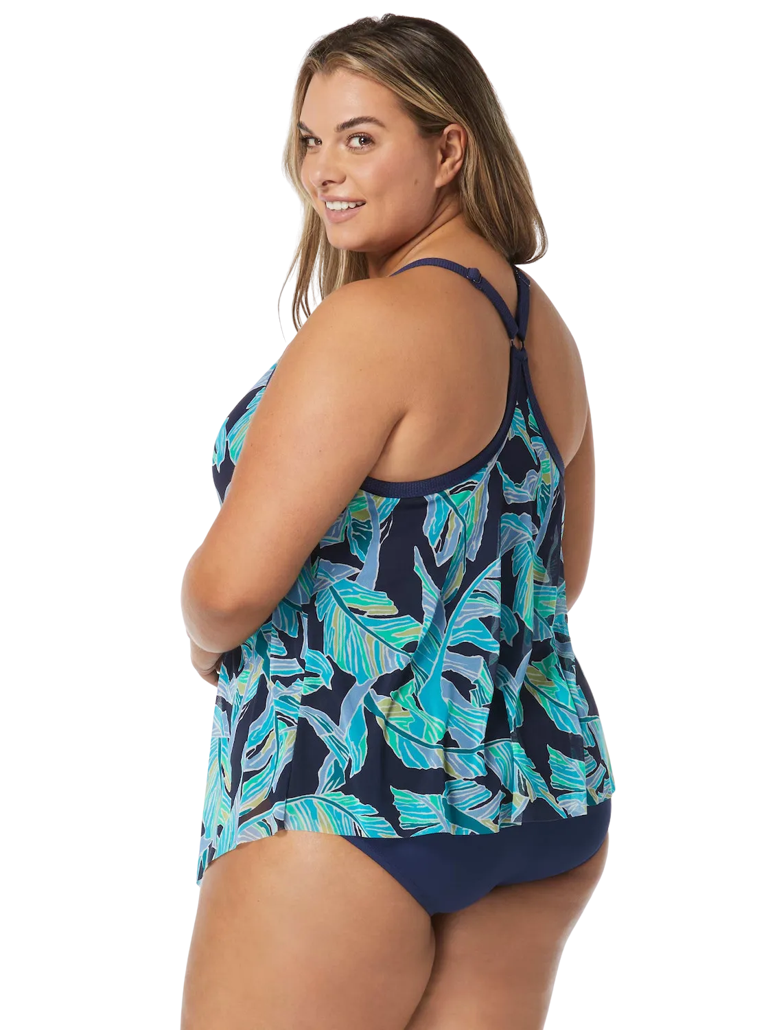 Beach House Plus Size Kerry Mesh Tankini Top - Seaglass Palm - FINAL SALE