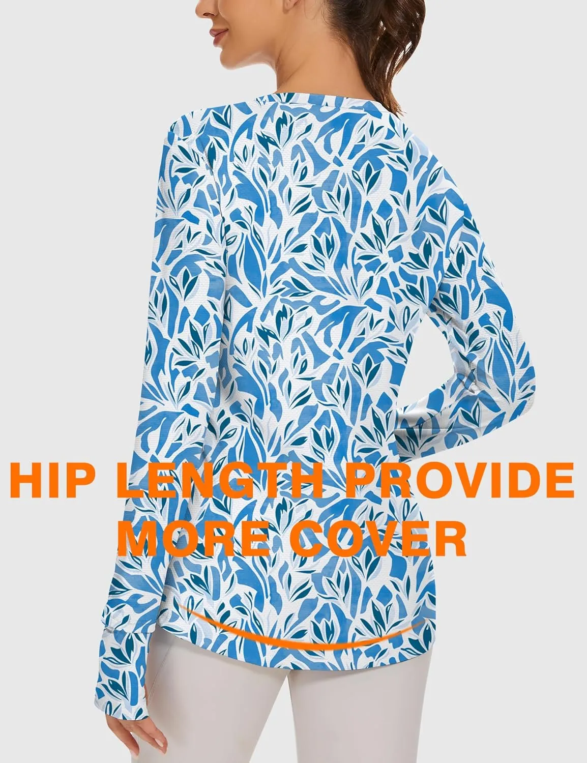 Blingfit Women's Workout Tops Long Sleeve Running Hiking Athletic Gym Shirts Lightweight UPF50  UV Rash Guard Sun Protection