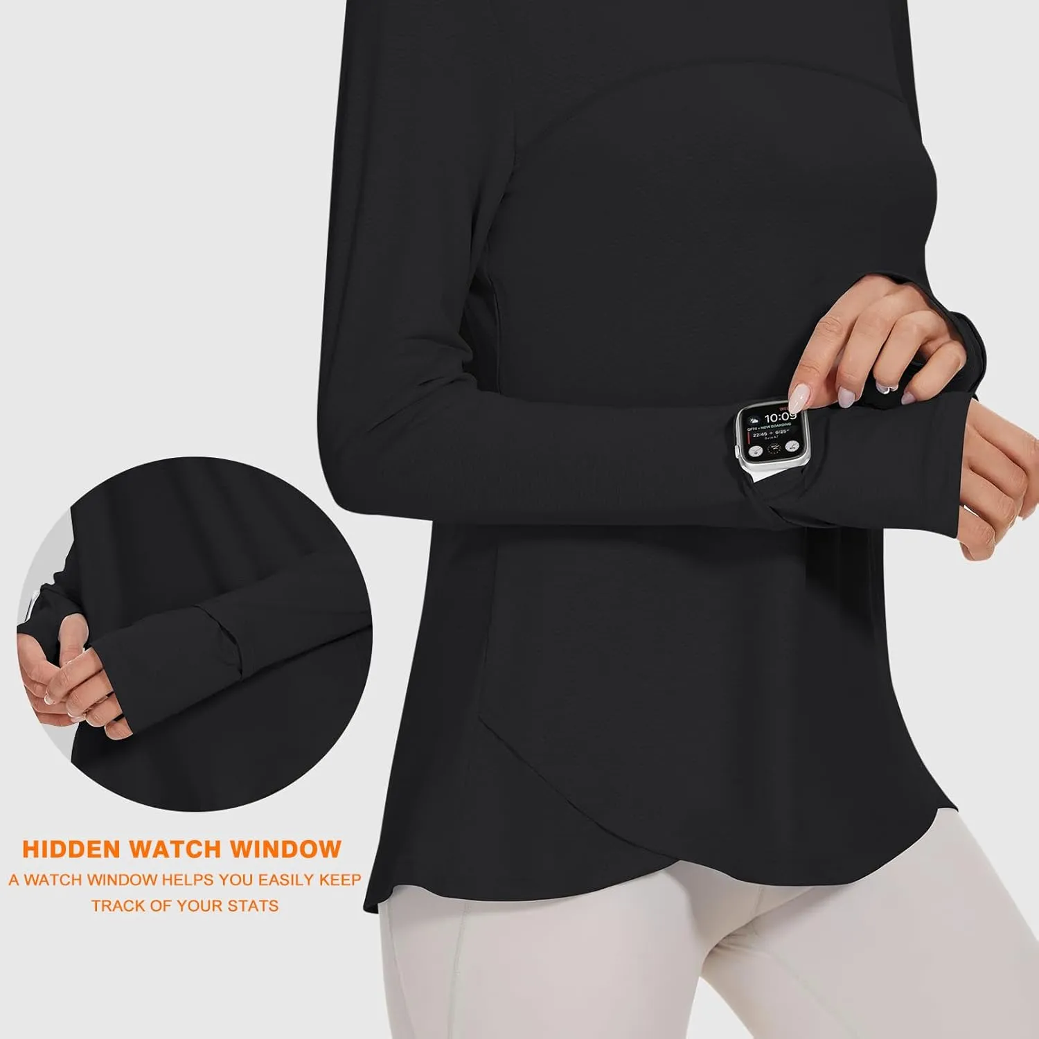 Blingfit Women's Workout Tops Long Sleeve Running Hiking Athletic Gym Shirts Lightweight UPF50  UV Rash Guard Sun Protection
