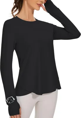 Blingfit Women's Workout Tops Long Sleeve Running Hiking Athletic Gym Shirts Lightweight UPF50  UV Rash Guard Sun Protection