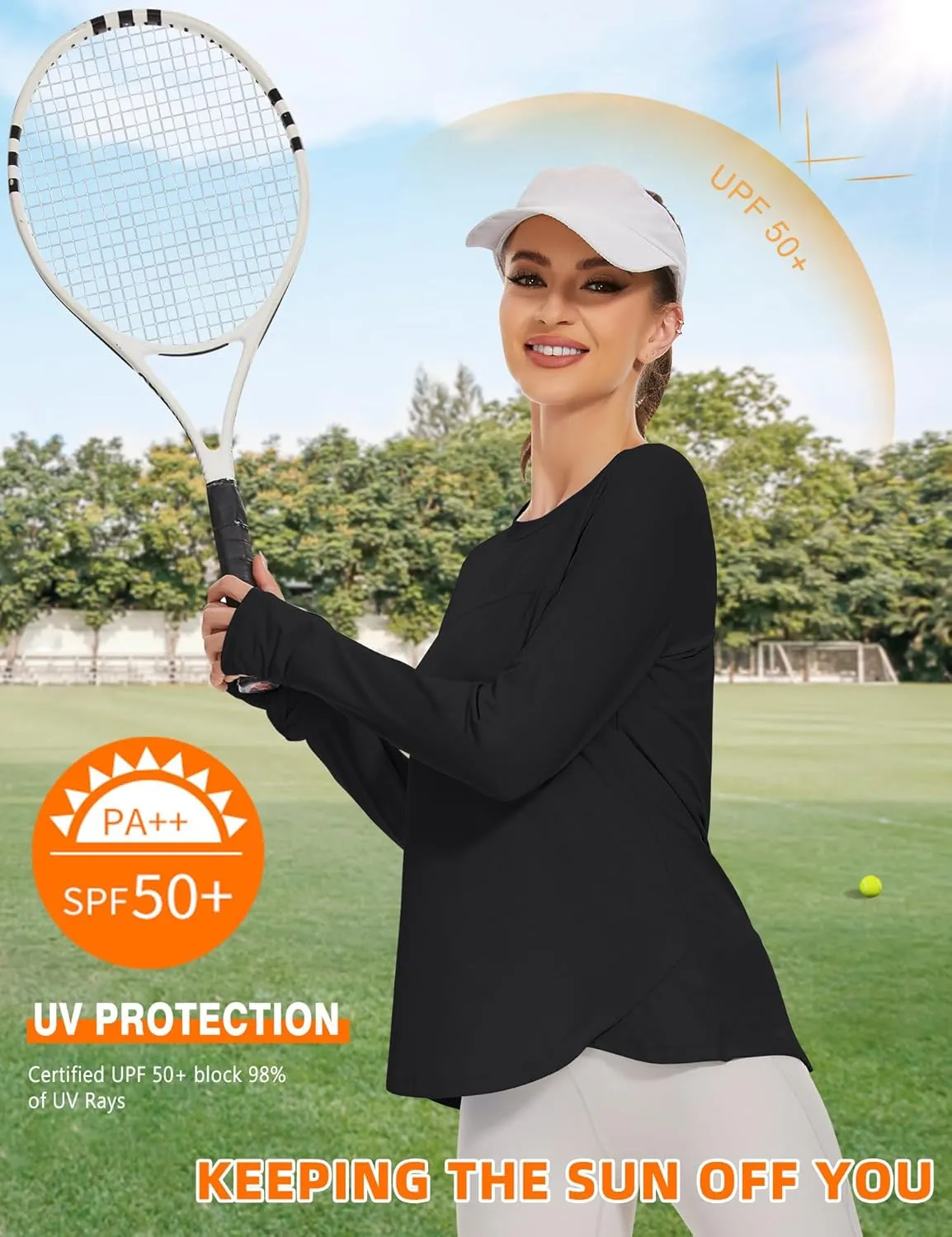 Blingfit Women's Workout Tops Long Sleeve Running Hiking Athletic Gym Shirts Lightweight UPF50  UV Rash Guard Sun Protection