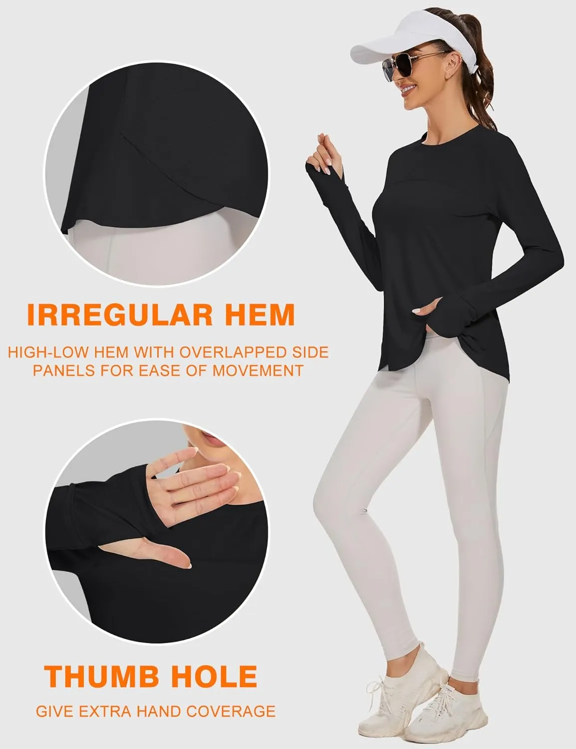 Blingfit Women's Workout Tops Long Sleeve Running Hiking Athletic Gym Shirts Lightweight UPF50  UV Rash Guard Sun Protection