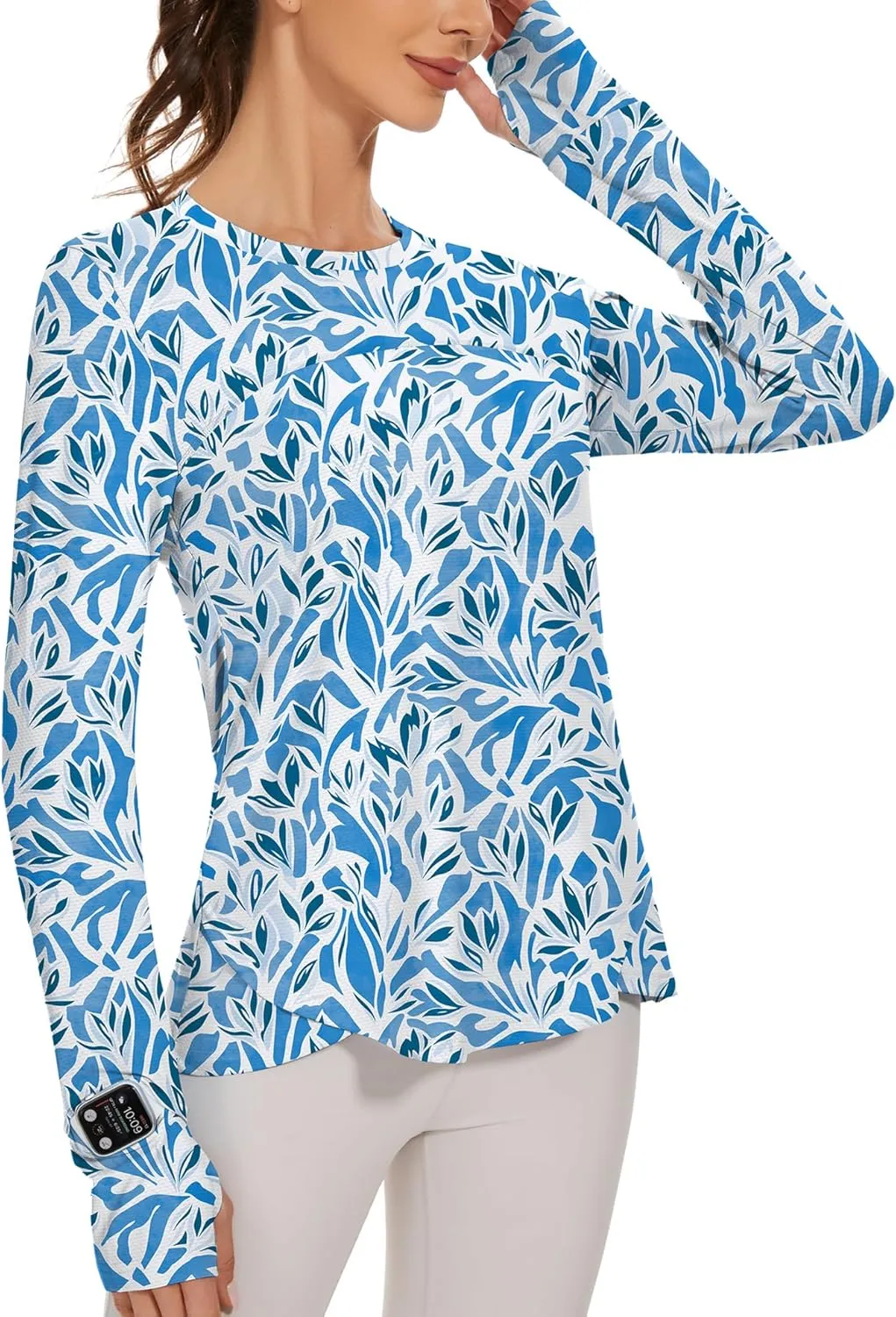 Blingfit Women's Workout Tops Long Sleeve Running Hiking Athletic Gym Shirts Lightweight UPF50  UV Rash Guard Sun Protection