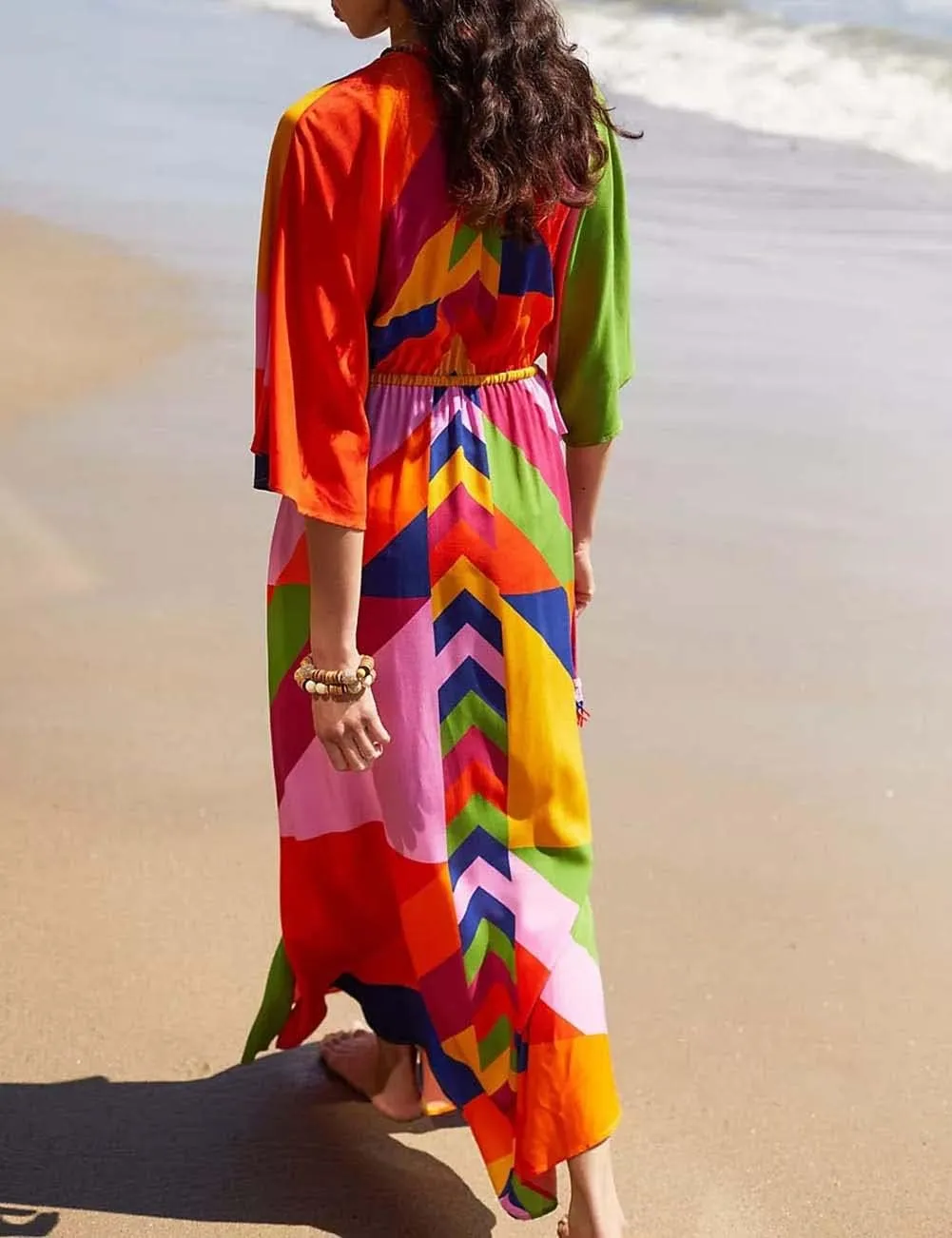 Bsubseach Kaftan Dresses for Women Bathing Suit Cover Up Beach Caftan with Drawstring