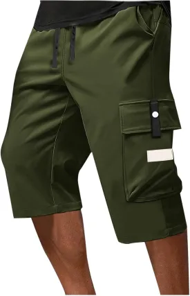 Cargo Shorts for Men Tie Knot Multi-Pockets Straight Leg Casual Shorts Outdoor Hiking Workout Jogging Pants for Summer