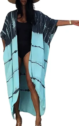 Chunoy Women Loose Open Front Long Beach Wear Cover Up Kimono Cardigan