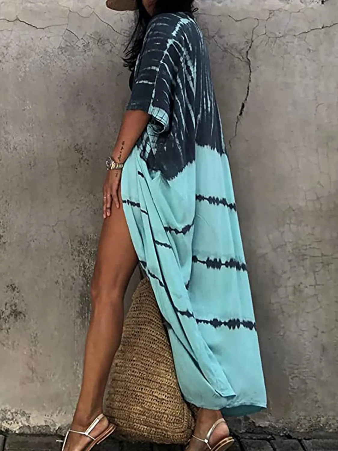 Chunoy Women Loose Open Front Long Beach Wear Cover Up Kimono Cardigan
