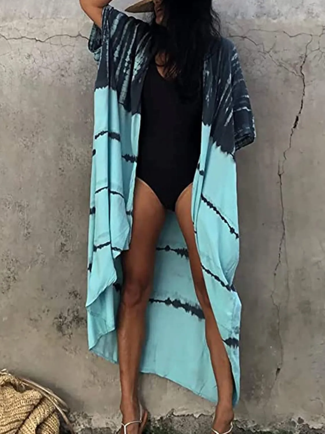 Chunoy Women Loose Open Front Long Beach Wear Cover Up Kimono Cardigan