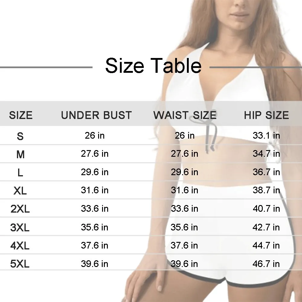 Custom Face Colorful Stripe Boyshorts Bikini Set Personalized Halter V Neck Top Athletic Bathing Suit High Waisted Bikini
