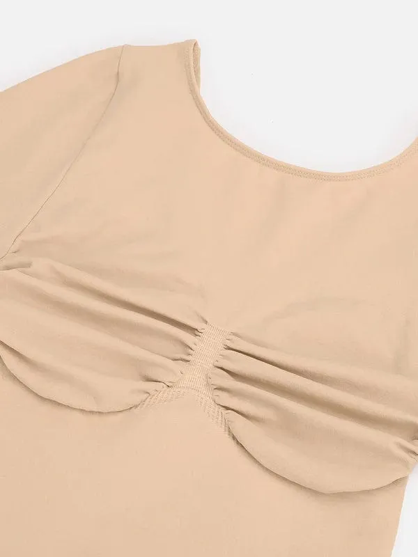 Deep Back Long Sleeve Tummy Control Shapewear Bodysuit