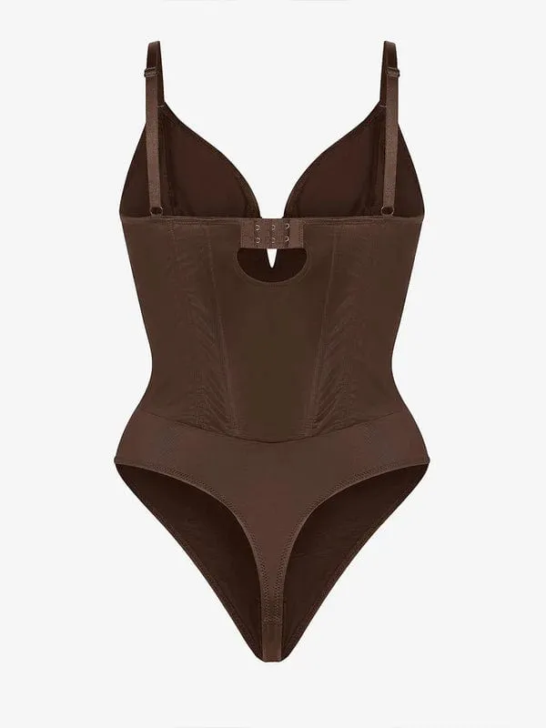 Deep V-Neck Tummy Control Shapewear Bodysuit