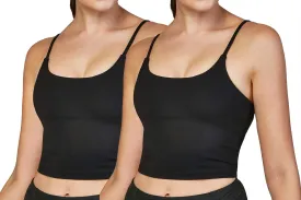 DEVOPS Women's 2-Pack Padded Sport Bra Workout Fitness Running Yoga Crop Tank Top Shirts