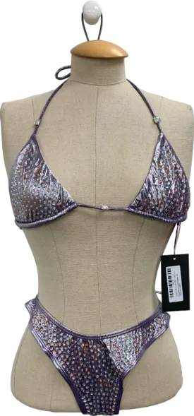 Ego Purple Diamante Metallic Bikini Set UK 10