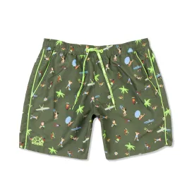 Elastic Waist Swim Trunks 16 Inch