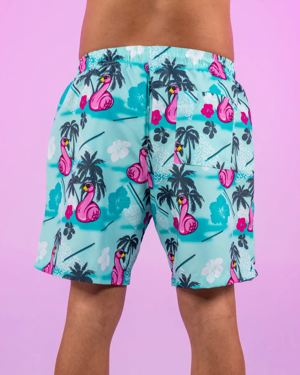 Flamingo Floatie Drawstring Shorts