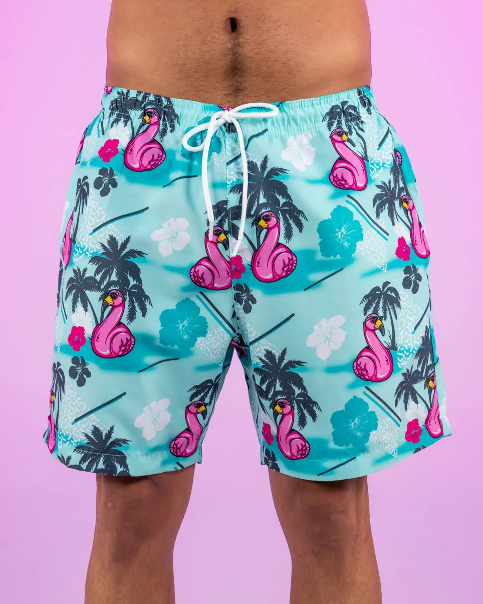 Flamingo Floatie Drawstring Shorts