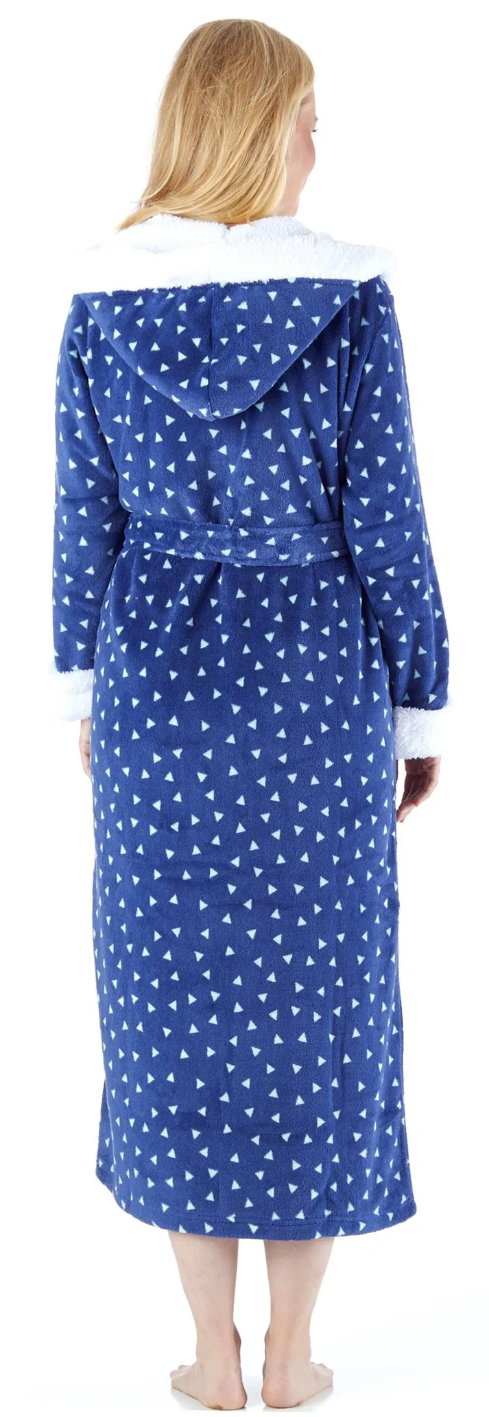 Frankie & Johnny Women’s Fleece Robe Sherpa-Lined Hooded Bathrobe