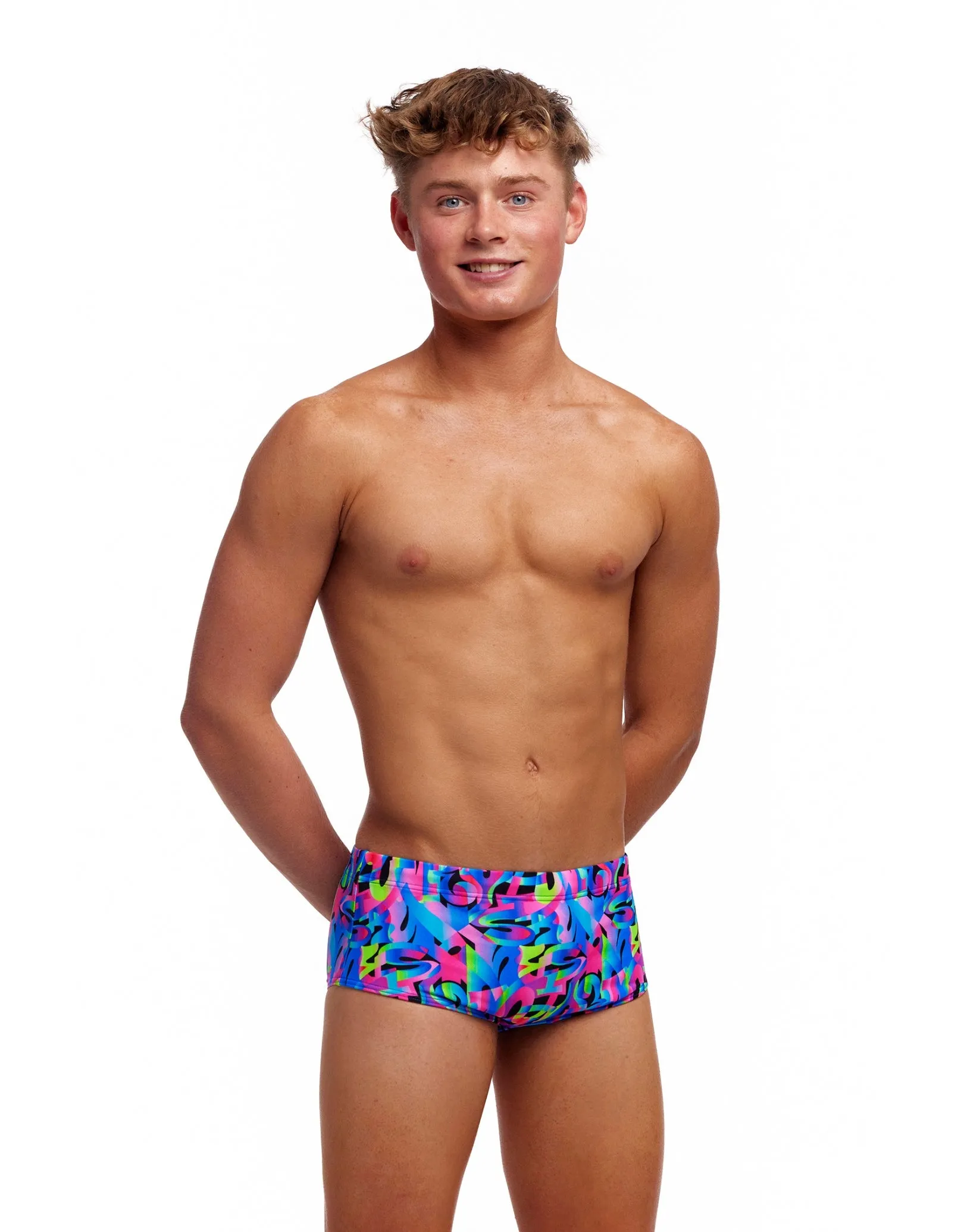 Funky Trunks Boys Funk & Blues Sidewinder Swim Trunks - Multi