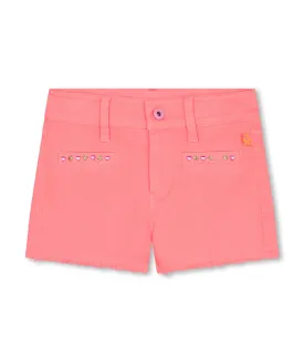 Girl Pink Twill Soft Denim Short Cotton
