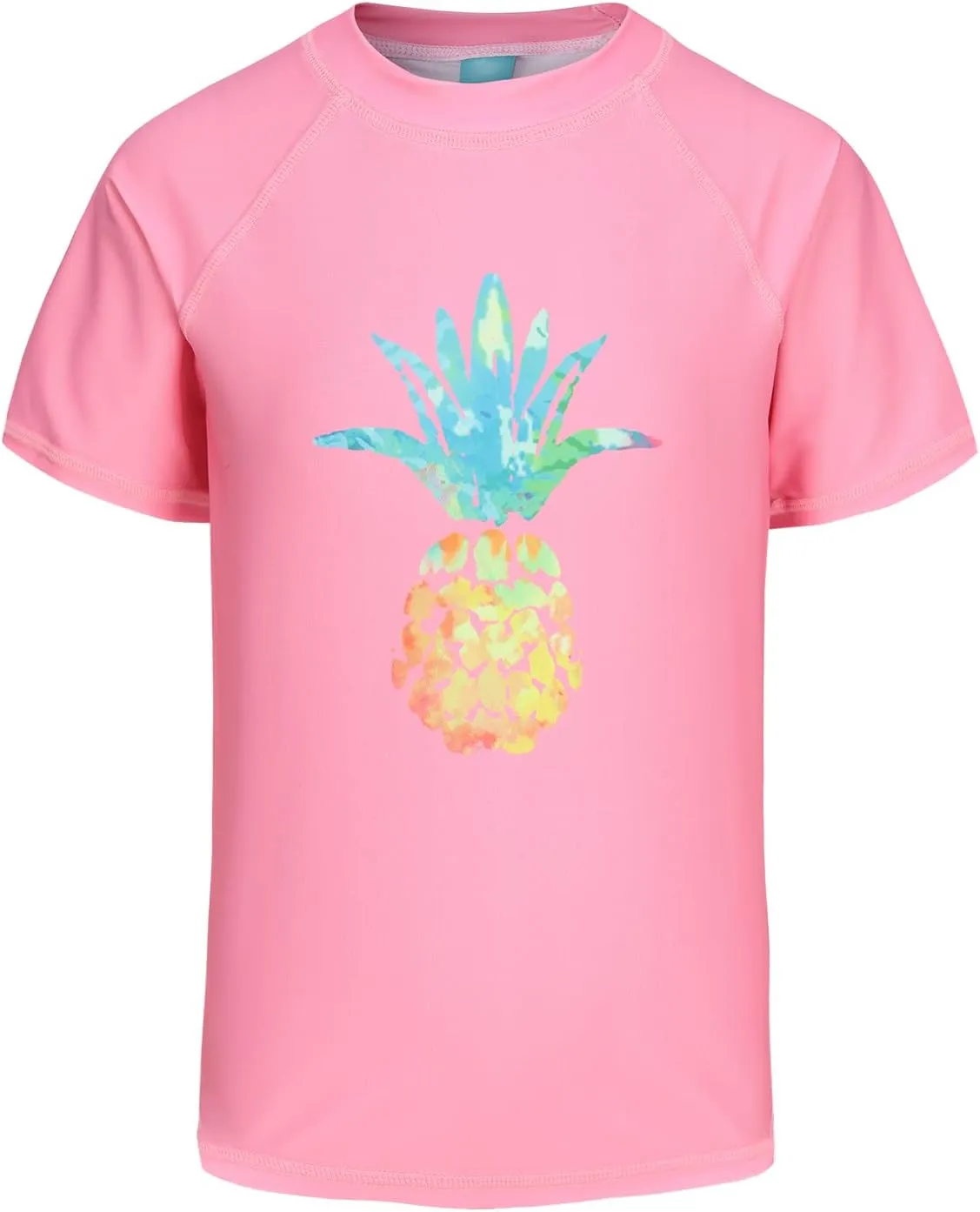 Girls Short Sleeve Swim Shirt for Kids Girls Rash Guard Swimsuits with UPF 50  Sun Protection Swim Top 3-16 Years