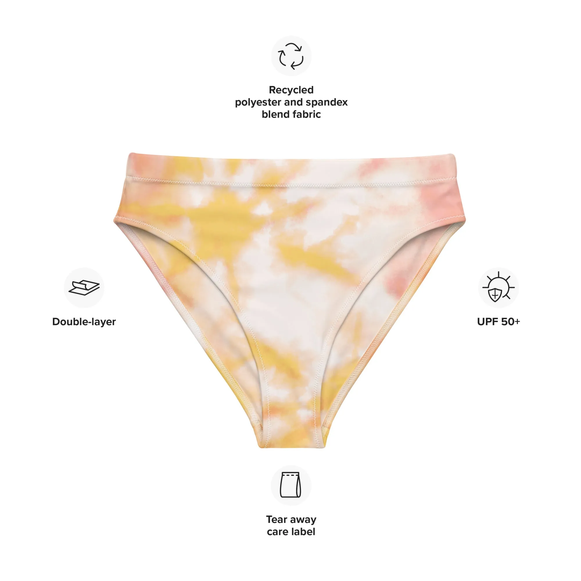 High Waisted Bikini Bottom - Orange Tie Dye (Glamourange Cheeky High Waisted Bikini Bottom With Graphics)