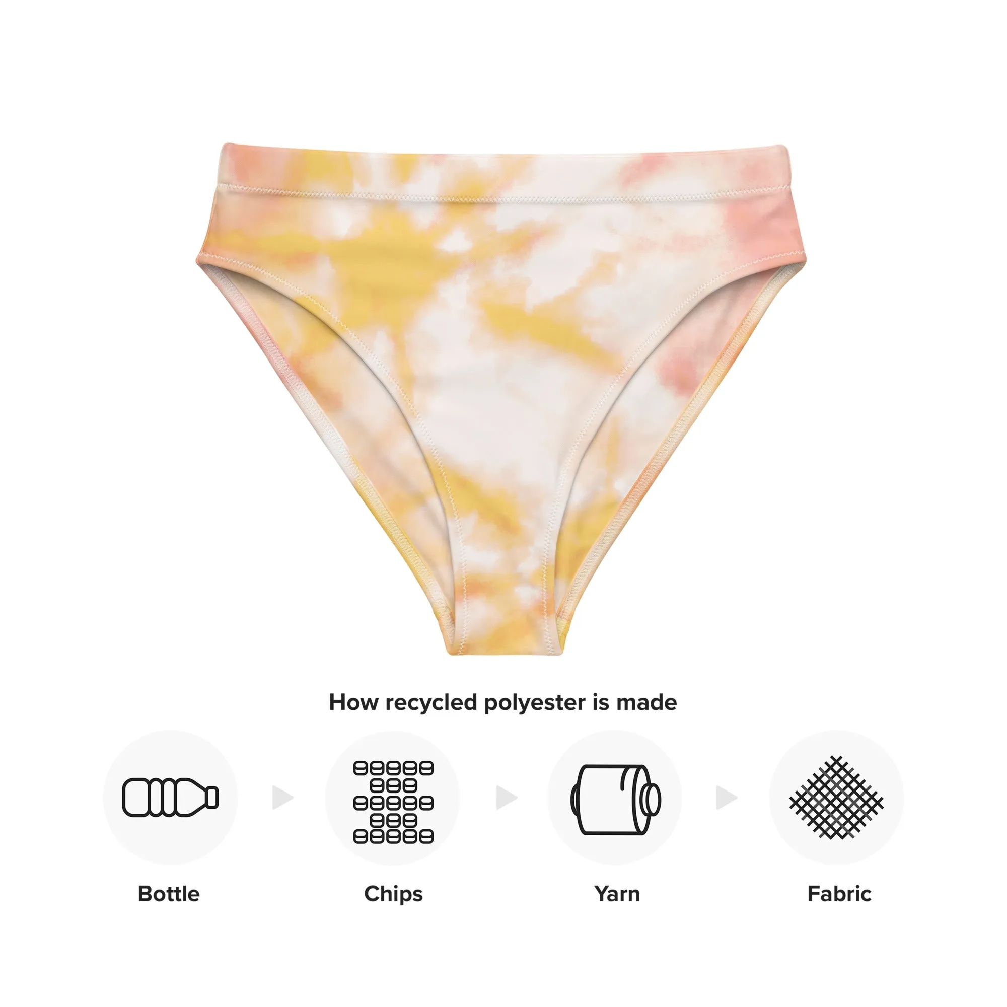 High Waisted Bikini Bottom - Orange Tie Dye (Glamourange Cheeky High Waisted Bikini Bottom With Graphics)