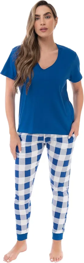 Just Love Pajama Jogger Pant Set Sleepwear Pjs - Buffalo Plaid and Tie Dye