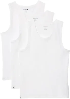 Lacoste Men's 100% Cotton Regular Fit Crew Neck Tank Top, 3-Pack