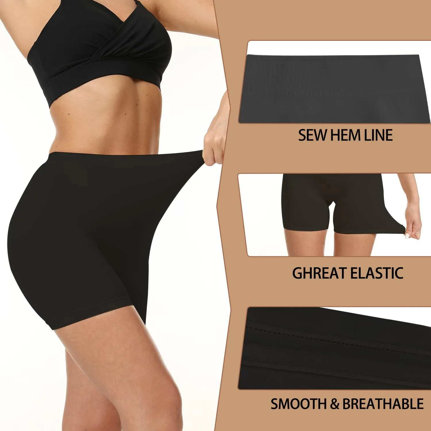 LALESTE Anti Chafing Slip Shorts for Women Under Dress Smooth Seamless Boxer Briefs Long Leg Boyshorts Underwear