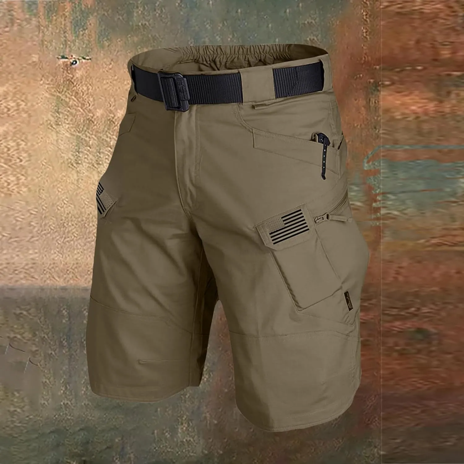 lcyhony Tactical Shorts for Men Lightweight Quick Dry Knee Length Cargo Shorts Casual Print Hiking Pants with Multi Pockets
