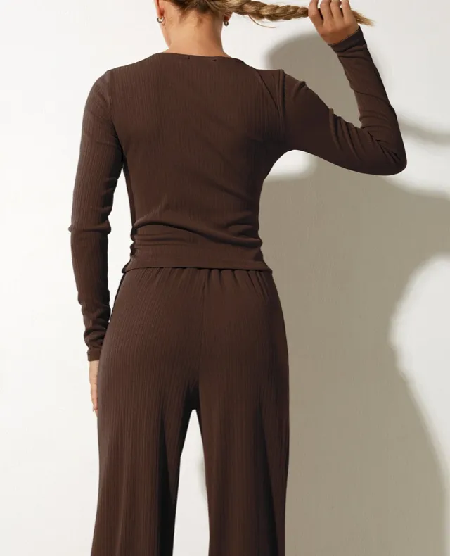 Long Sleeve Button Through Split Front Top