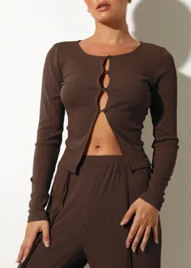 Long Sleeve Button Through Split Front Top