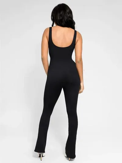 Low Back Tummy Control Flared Jumpsuit