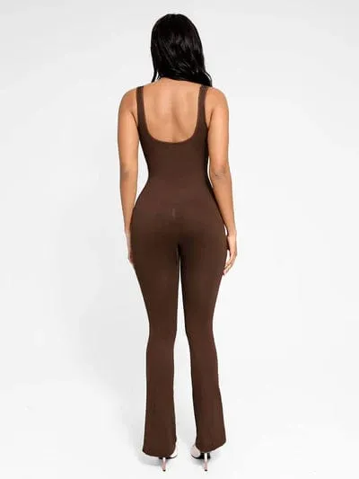 Low Back Tummy Control Flared Jumpsuit