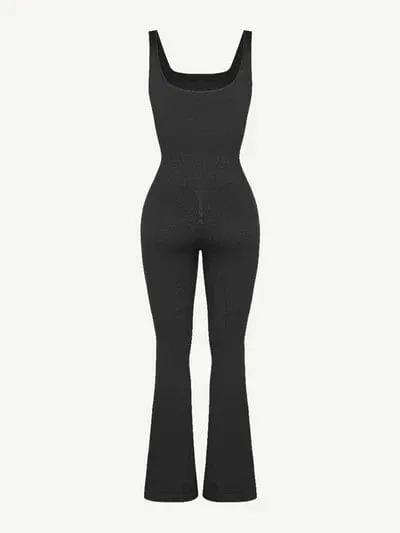 Low Back Tummy Control Flared Jumpsuit