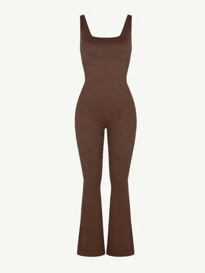 Low Back Tummy Control Flared Jumpsuit