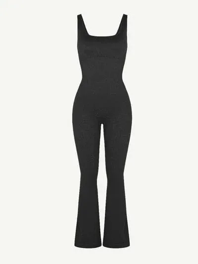Low Back Tummy Control Flared Jumpsuit