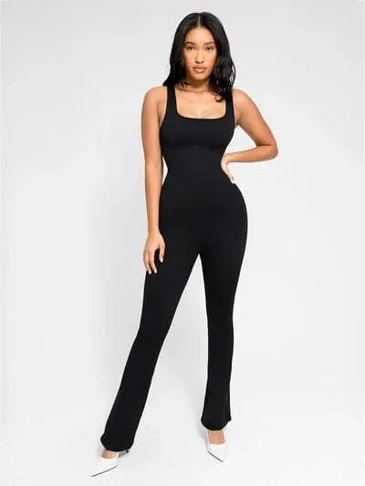 Low Back Tummy Control Flared Jumpsuit