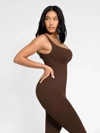 Low Back Tummy Control Flared Jumpsuit