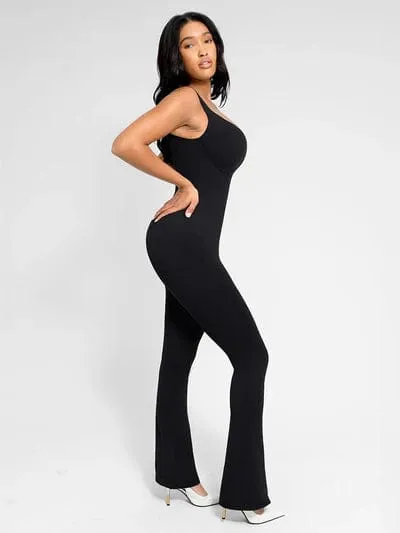 Low Back Tummy Control Flared Jumpsuit