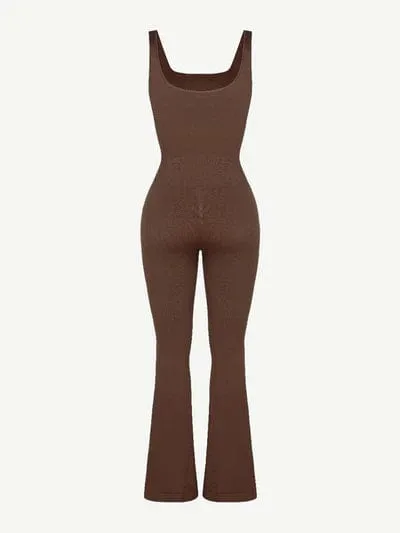 Low Back Tummy Control Flared Jumpsuit