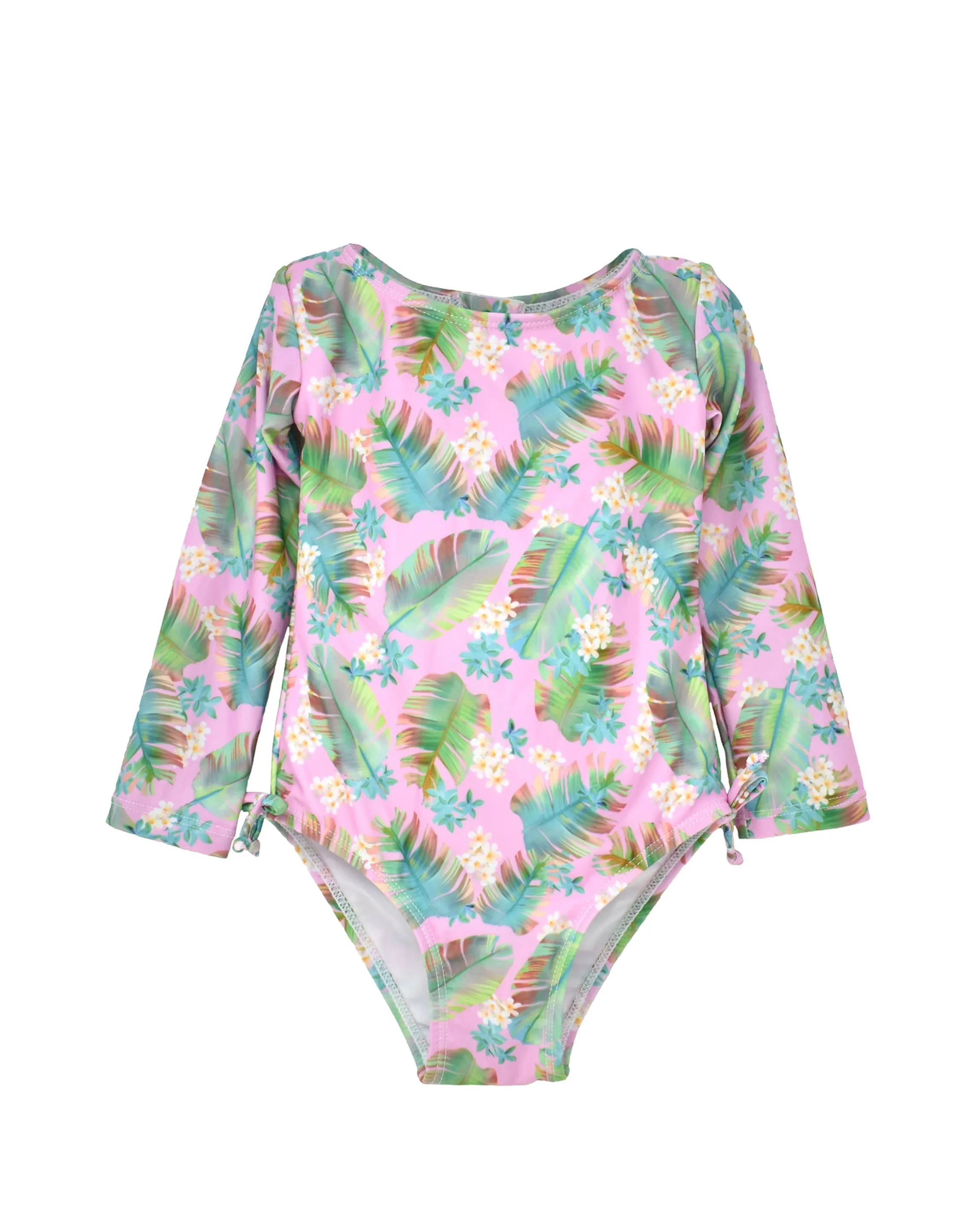 Luau Palms UPF 50 Girls Longsleeve Rash Guard Swimsuit