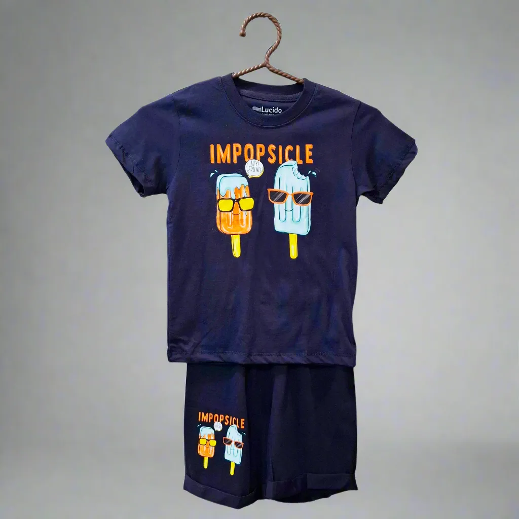 Lucido - T-Shirt & Shorts - Navy Blue - Friend