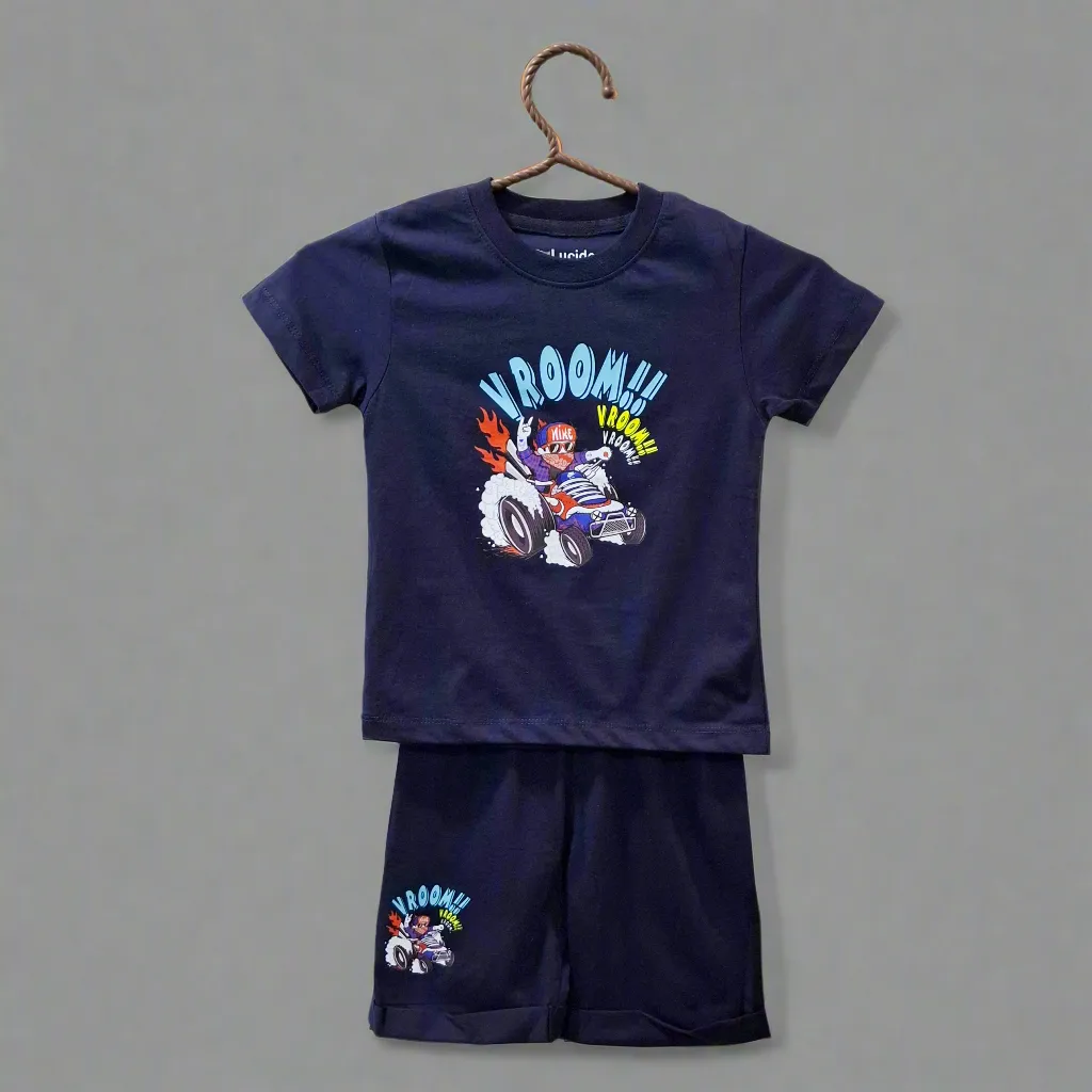 Lucido - T-Shirt & Shorts - Navy Blue - Vroom