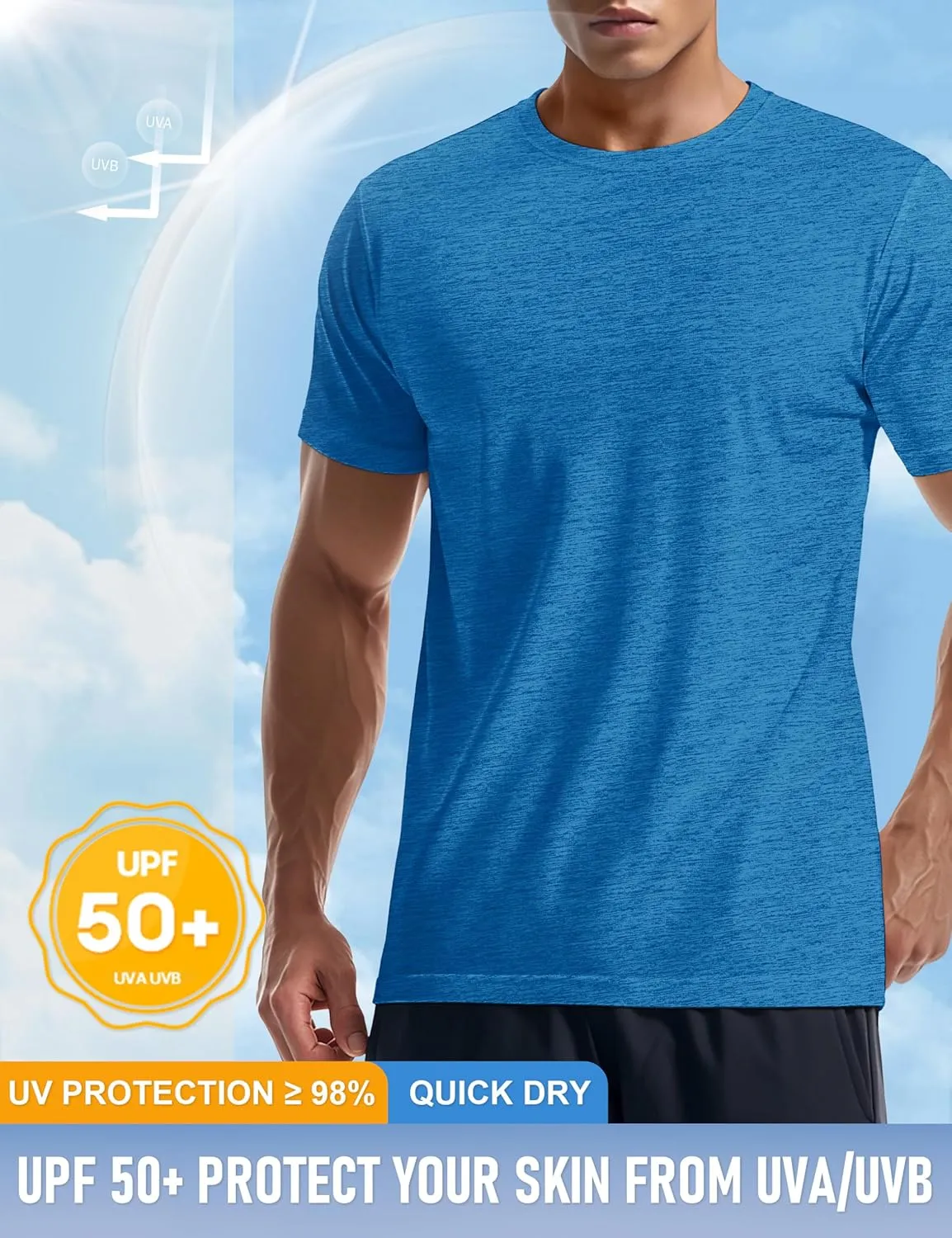 MAGCOMSEN Men's Short Sleeve Sun Protection Shirts Quick Dry Athletic T-Shirts Hiking Running Workout Gym Rash Guard