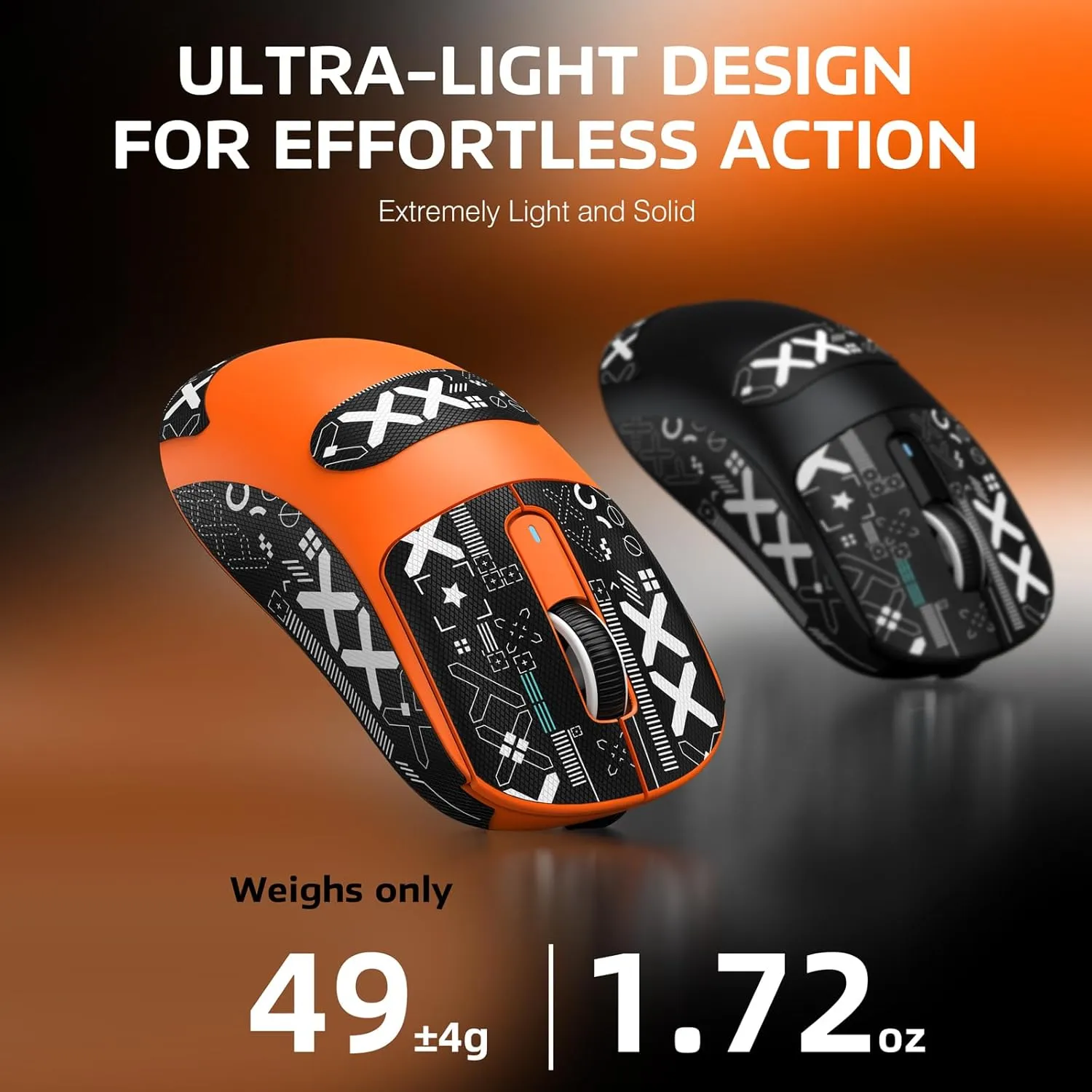 MANBASNAKE Attack Shark X3 Wireless Gaming Mouse, 49g Triple Mode Ergonomic Computer Mouse, PAW3395 26K DPI Sensor, 200h Battery Life, Griptape, Programmable Buttons for PC/Laptop/Mac (Orange)