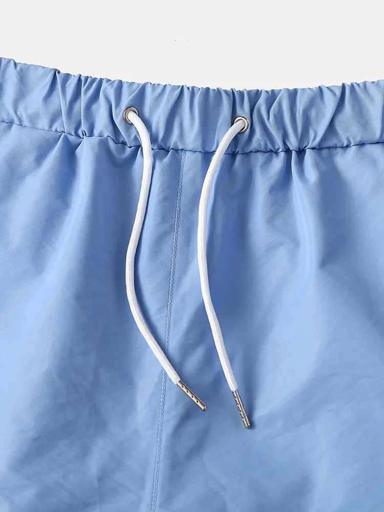 Men's Solid Color Quick-Dry Drawstring Beach & Jogging Shorts - Lightweight Activewear