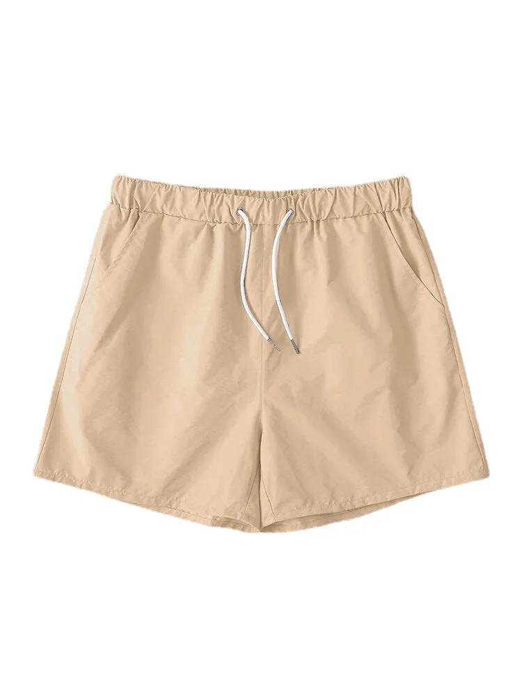 Men's Solid Color Quick-Dry Drawstring Beach & Jogging Shorts - Lightweight Activewear