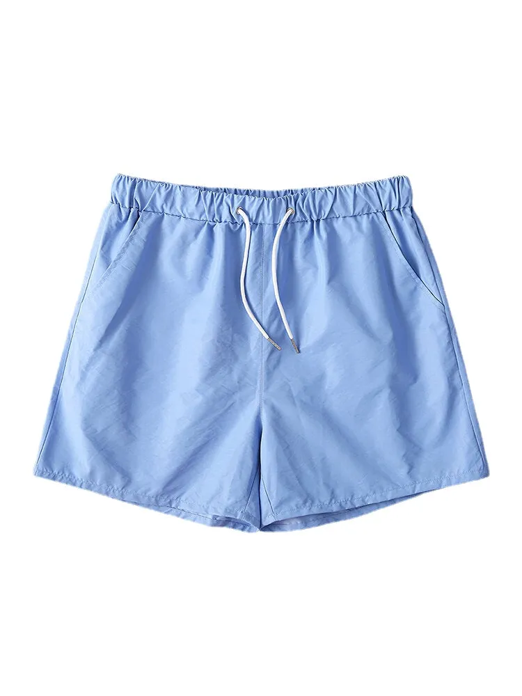 Men's Solid Color Quick-Dry Drawstring Beach & Jogging Shorts - Lightweight Activewear